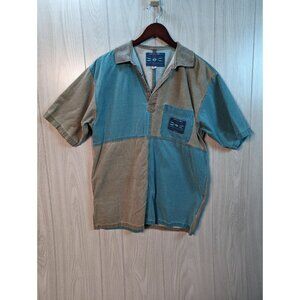 Rare Vintage Logistix Forever Men’s Teal Brown Sz Medium Polo Short Sleeve Shirt